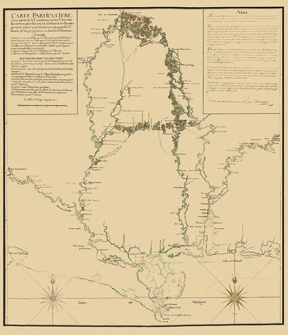 Mississippi to Ft Assumption and Florida 1743 White Modern Wood Framed Art Print with Double Matting by Demarigny
