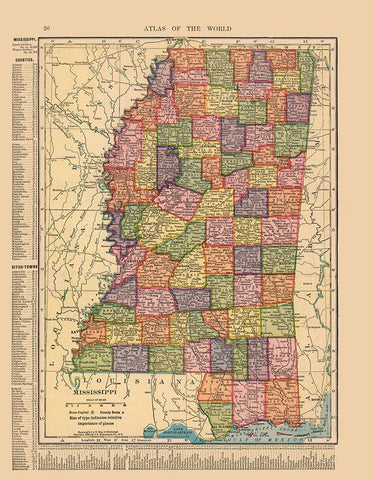 Mississippi - Hammond 1910 White Modern Wood Framed Art Print with Double Matting by Hammond
