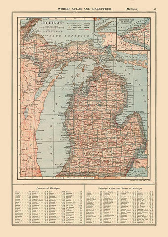 Michigan - Reynold 1921 White Modern Wood Framed Art Print with Double Matting by Reynold