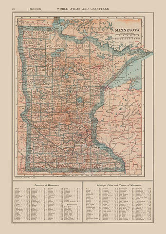 Minnesota - Reynold 1921 White Modern Wood Framed Art Print with Double Matting by Reynold