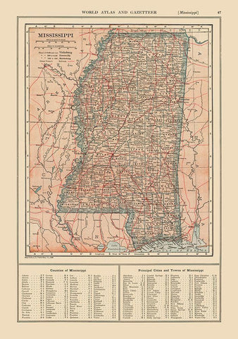 Mississippi - Reynold 1921 White Modern Wood Framed Art Print with Double Matting by Reynold