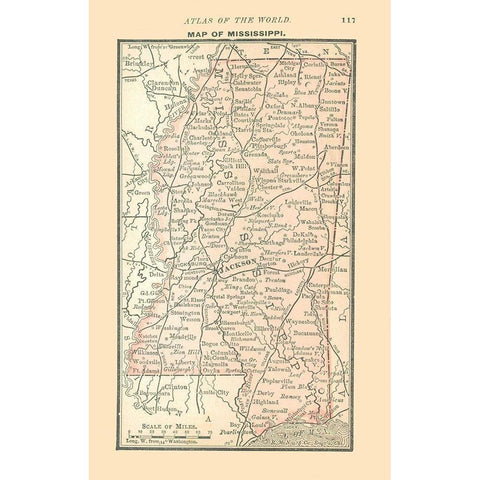 Mississippi - Alden 1886 Black Modern Wood Framed Art Print with Double Matting by Alden