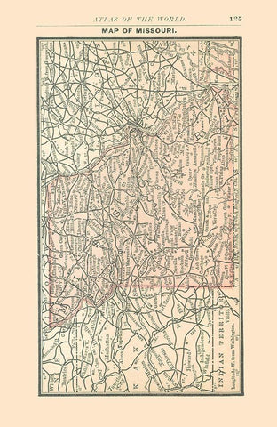 Missouri - Alden 1886 White Modern Wood Framed Art Print with Double Matting by Alden