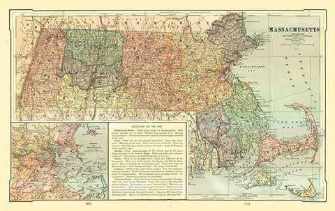 Massachusetts - United States - Monteith 1882 White Modern Wood Framed Art Print with Double Matting by Monteith