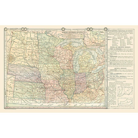 North Central States - Monteith 1882 Gold Ornate Wood Framed Art Print with Double Matting by Monteith