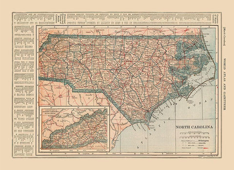 North Carolina - Reynold 1921 White Modern Wood Framed Art Print with Double Matting by Reynold