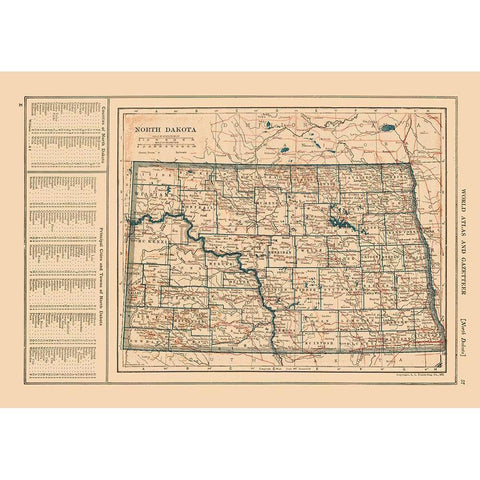 North Dakota - Reynold 1921 Gold Ornate Wood Framed Art Print with Double Matting by Reynold