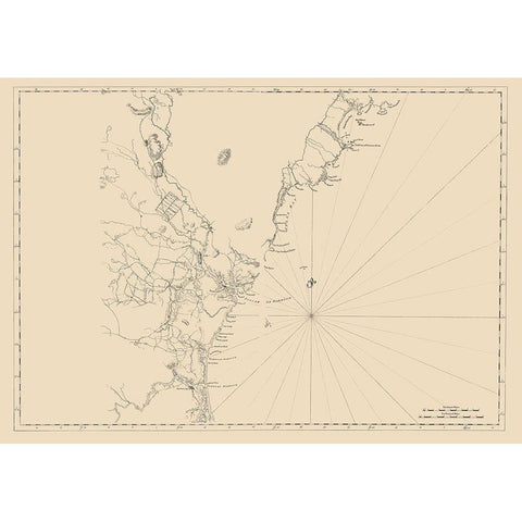 New England Coast - 1776 Gold Ornate Wood Framed Art Print with Double Matting by Unknown