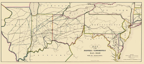 Evansville and Crawfordsville Railroad 1850 White Modern Wood Framed Art Print with Double Matting by Lellan