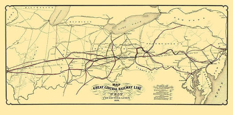 Great Central Railway Line of the West 1854 White Modern Wood Framed Art Print with Double Matting by Schuchman