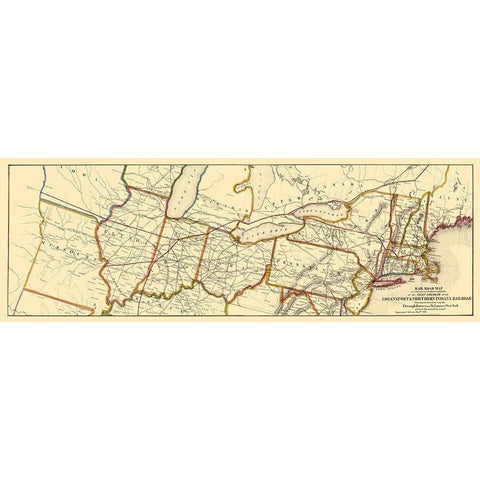 Logansport and Northern Indiana Railroad 1854 Gold Ornate Wood Framed Art Print with Double Matting by McLellan
