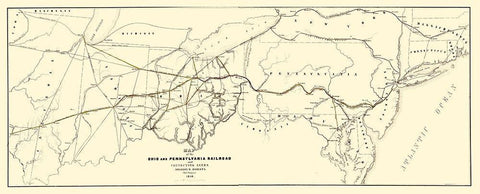 Ohio and Pennsylvania Railroad - Schuchman 1850 White Modern Wood Framed Art Print with Double Matting by Schuchman