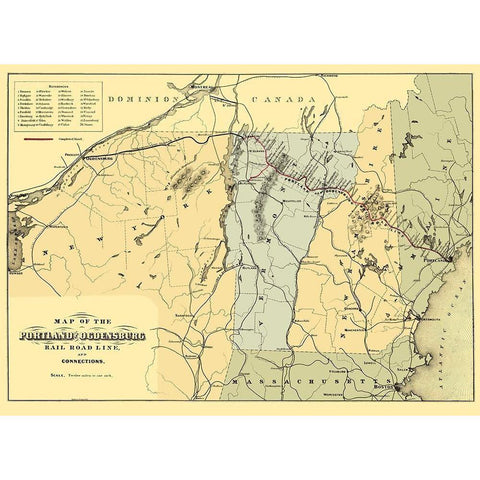 Portland and Ogdensburg Railroad - Hatch 1850 White Modern Wood Framed Art Print by Hatch