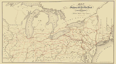 Sunbury and Erie Railroad - Sibell 1850 White Modern Wood Framed Art Print with Double Matting by Sibell