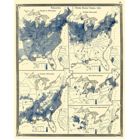United States Population Census - Baskin 1876 Black Modern Wood Framed Art Print by Baskin