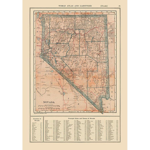 Nevada - Reynold 1921 Black Modern Wood Framed Art Print with Double Matting by Reynold