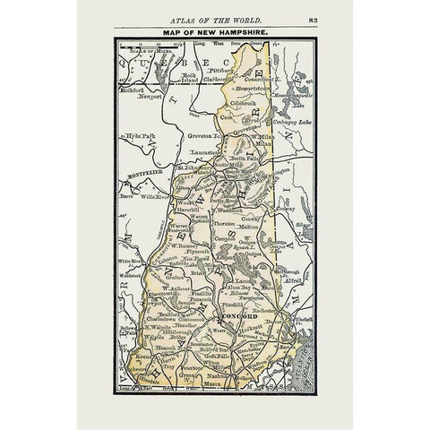 New Hampshire - Alden 1886 Gold Ornate Wood Framed Art Print with Double Matting by Alden