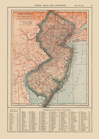 New Jersey - Reynold 1921 White Modern Wood Framed Art Print with Double Matting by Reynold