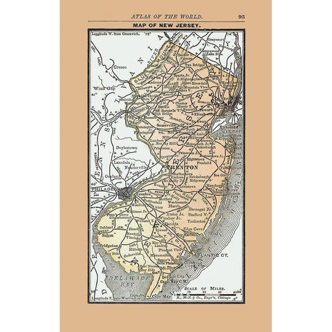New Jersey - Alden 1886 White Modern Wood Framed Art Print by Alden
