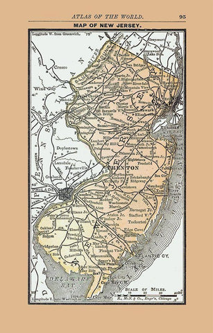 New Jersey - Alden 1886 White Modern Wood Framed Art Print with Double Matting by Alden