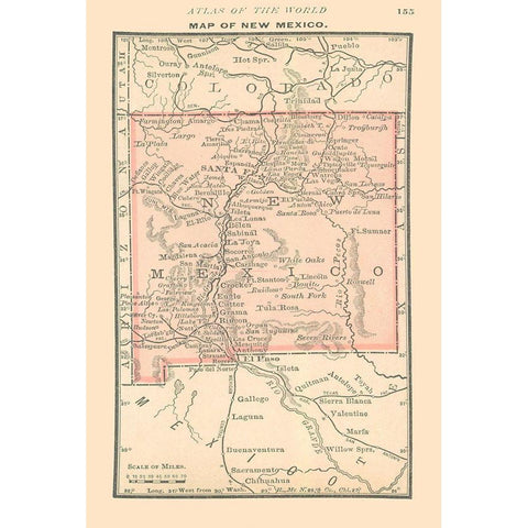 New Mexico - Alden 1886 Gold Ornate Wood Framed Art Print with Double Matting by Alden