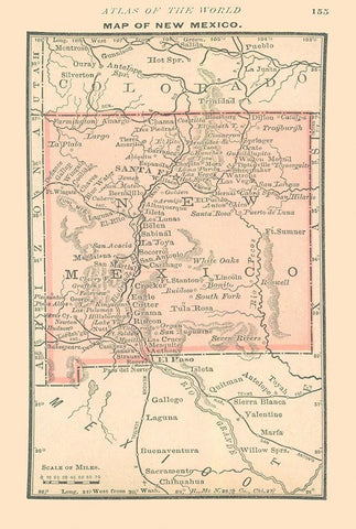 New Mexico - Alden 1886 Black Ornate Wood Framed Art Print with Double Matting by Alden