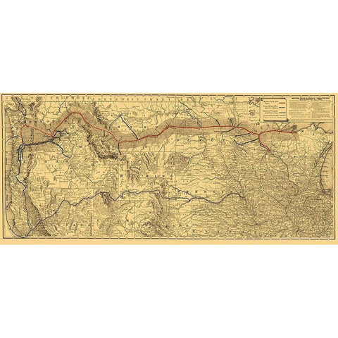 Northern Pacific Railroad - Rand McNally 1882 Gold Ornate Wood Framed Art Print with Double Matting by Rand McNally