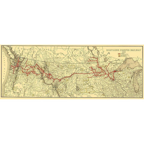 Northern Pacific Railway - Poates 1900 Black Modern Wood Framed Art Print with Double Matting by Poates