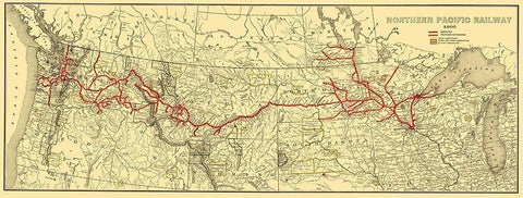 Northern Pacific Railway - Poates 1900 White Modern Wood Framed Art Print with Double Matting by Poates