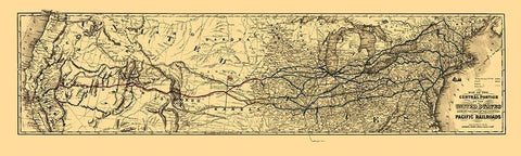 Proposed Central United States to Pacific 1850 White Modern Wood Framed Art Print with Double Matting by Unknown