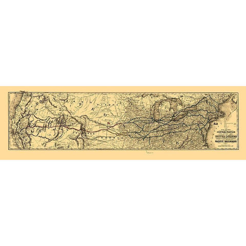 Proposed Central United States to Pacific 1850 White Modern Wood Framed Art Print by Unknown