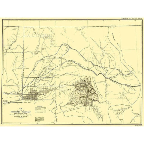 Washington Territory East of Cascade Mts Black Modern Wood Framed Art Print with Double Matting by Bien