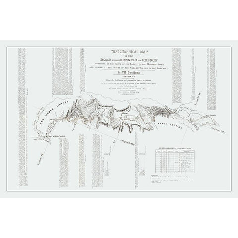 Missouri to Oregon Trail - Preuss 1846 White Modern Wood Framed Art Print by Preuss