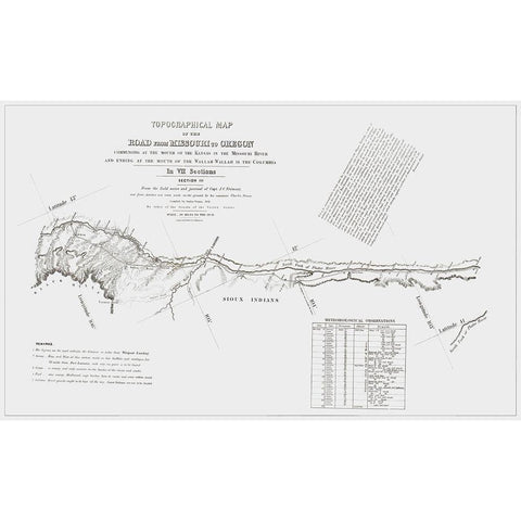 Missouri to Oregon Trail - Preuss 1846 Black Modern Wood Framed Art Print with Double Matting by Preuss