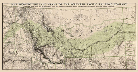 Northern Pacific Railroad Land Grants 1890 White Modern Wood Framed Art Print with Double Matting by Rand McNally