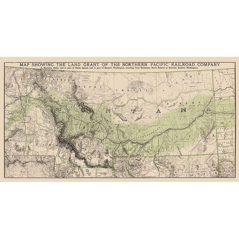 Northern Pacific Railroad Land Grants 1890 Black Modern Wood Framed Art Print with Double Matting by Rand McNally