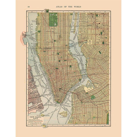 New York City New York - Hammond 1910 Gold Ornate Wood Framed Art Print with Double Matting by Hammond