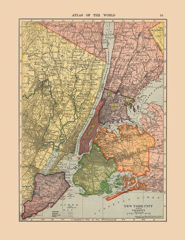 New York City New York - Hammond 1910 Black Ornate Wood Framed Art Print with Double Matting by Hammond