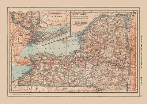 New York - Reynold 1921 White Modern Wood Framed Art Print with Double Matting by Reynold
