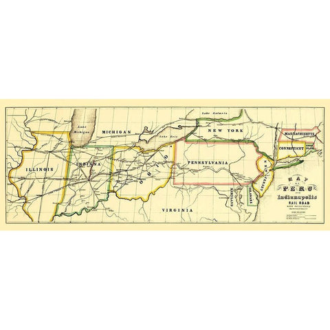 Peru and Indianapolis Railroad - Leefe 1856 Black Modern Wood Framed Art Print with Double Matting by Leefe