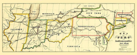 Peru and Indianapolis Railroad - Leefe 1856 White Modern Wood Framed Art Print with Double Matting by Leefe