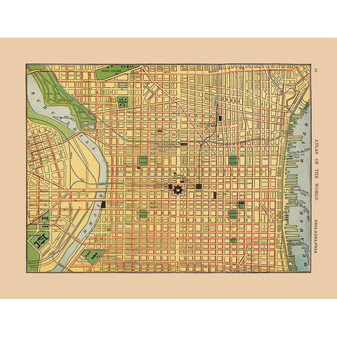 Philadelphia Pennsylvania - Hammond 1910 Gold Ornate Wood Framed Art Print with Double Matting by Hammond