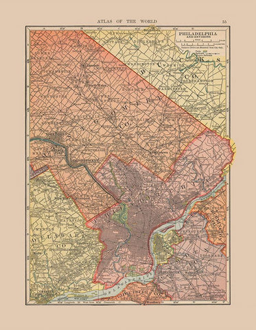 Philadelphia Pennsylvania - Hammond 1910 Black Ornate Wood Framed Art Print with Double Matting by Hammond