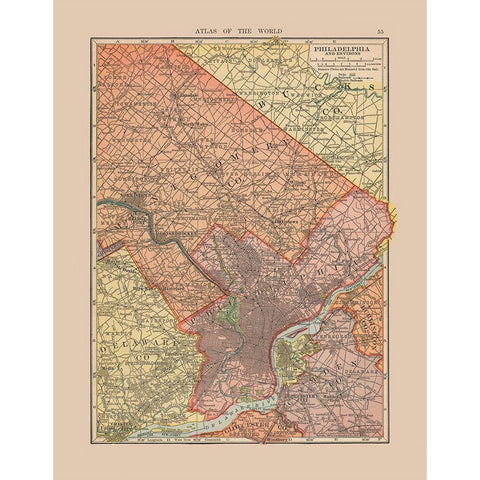 Philadelphia Pennsylvania - Hammond 1910 Gold Ornate Wood Framed Art Print with Double Matting by Hammond
