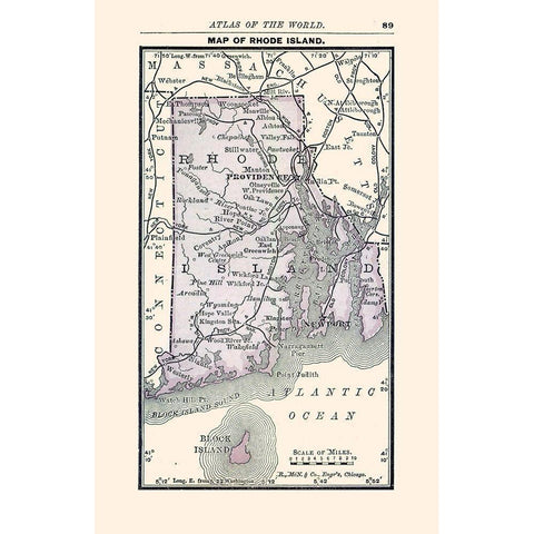 Rhode Island - Alden 1886 Gold Ornate Wood Framed Art Print with Double Matting by Alden