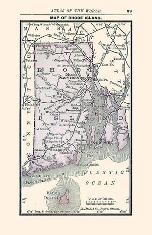 Rhode Island - Alden 1886 White Modern Wood Framed Art Print with Double Matting by Alden