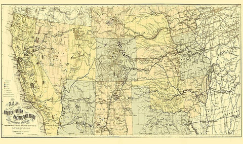 Union Pacific with Eastern Connections 1867 White Modern Wood Framed Art Print with Double Matting by Keeler