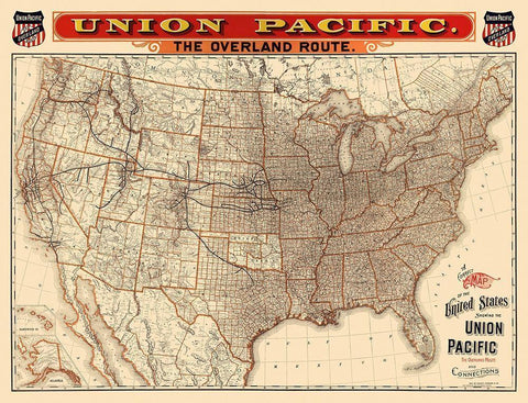 Union Pacific Railroad - Knight 1892 White Modern Wood Framed Art Print with Double Matting by Knight
