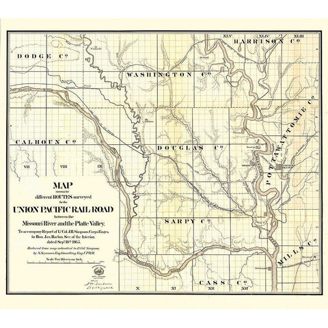 Union Pacific, Missouri River, Platte Valley - White Modern Wood Framed Art Print by Unknown