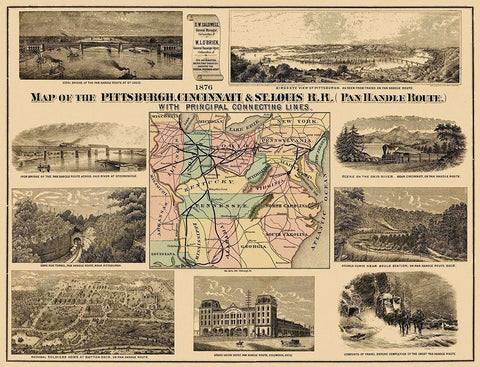 Pittsburgh, Cincinnati and St. Louis RR - 1876 White Modern Wood Framed Art Print with Double Matting by Unknown